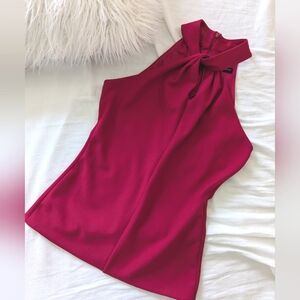 WHITE HOUSE BLACK MARKET | Hot Pink Halter Peep Hole Tank